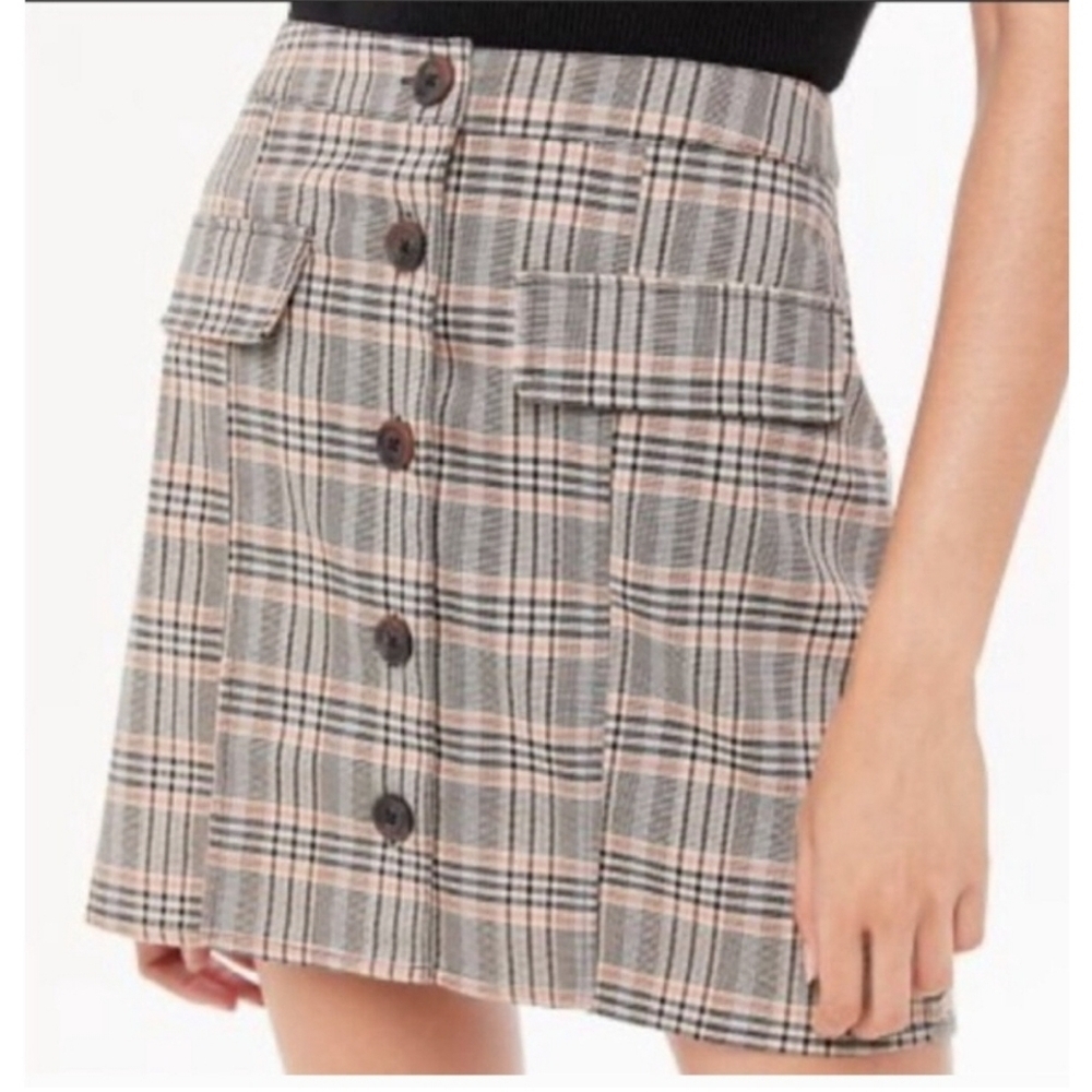 Urban Outfitters Plaid Academia Button Front Mini‎ Skirt